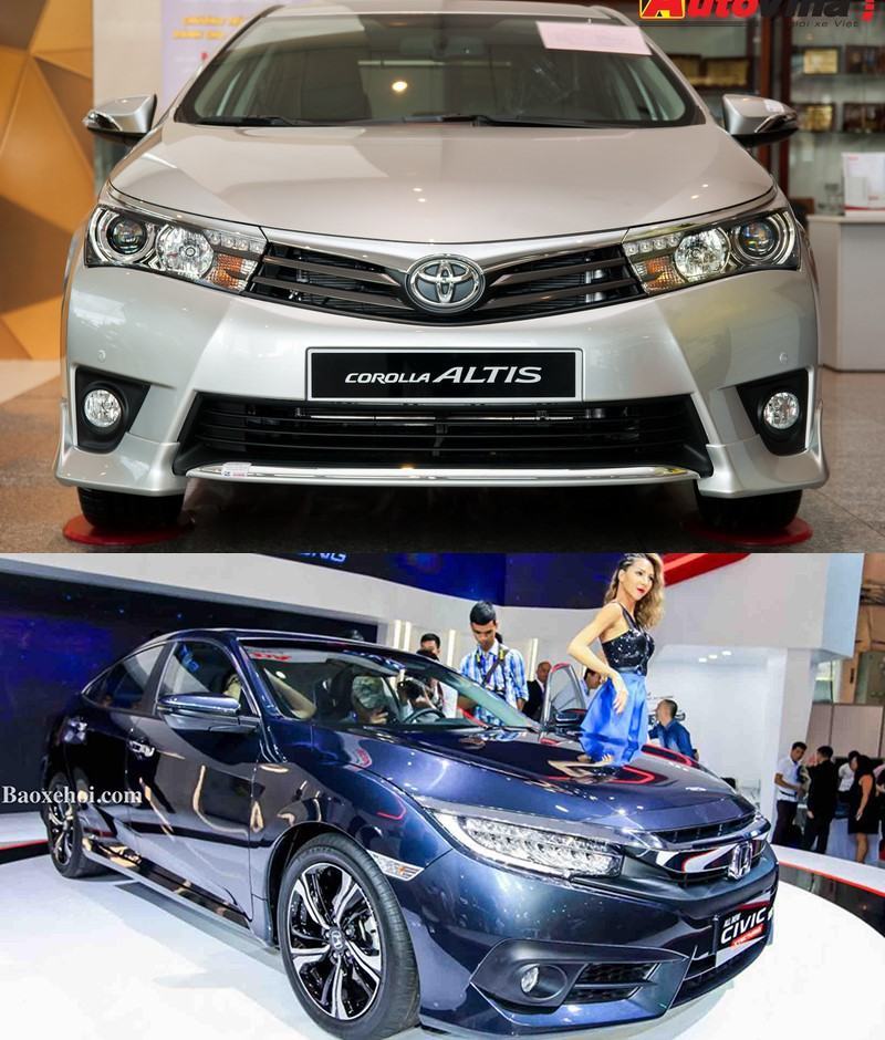 So sánh Toyota Corolla Altis và Honda Civic 2017 mới nhất