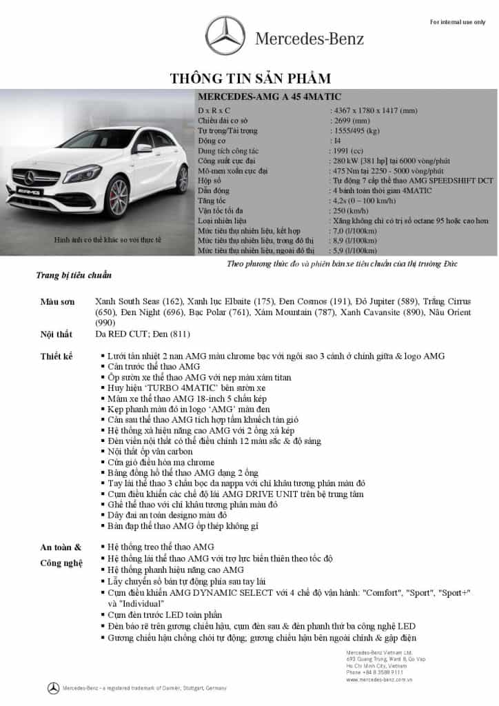 Thông số kỹ thuật xe Mercedes A45 AMG 2019 (1)