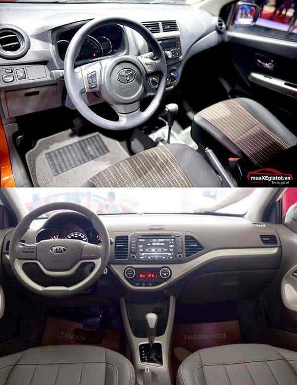 So sánh Toyota Wigo và Kia Morning (nội thất xe)