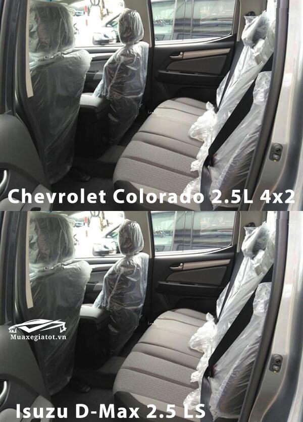 So sánh Chevrolet Colorado 2.5L 4x2 và Isuzu D-Max 2.5 LS (Hàng ghế sau)