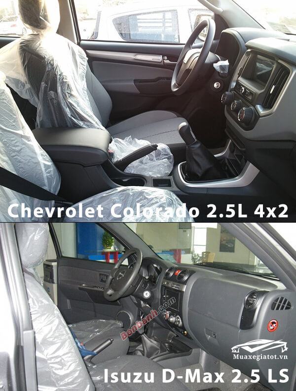 So sánh Chevrolet Colorado 2.5L 4x2 và Isuzu D-Max 2.5 LS (Hàng ghế trước)