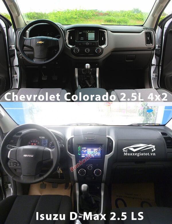 So sánh Chevrolet Colorado 2.5L 4x2 và Isuzu D-Max 2.5 LS (Nội thất xe)