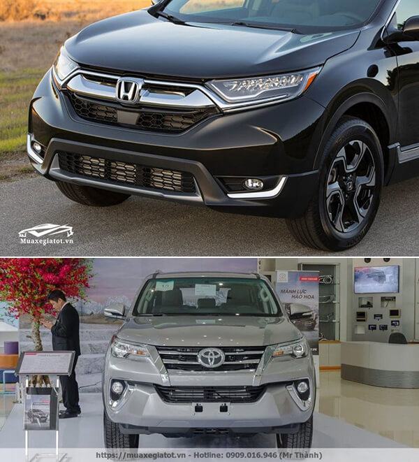 So sánh xe Honda CR-V 2018 và Toyota Fortuner 2018 (Đầu xe)