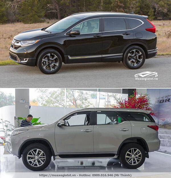 So sánh xe Honda CR-V 2018 và Toyota Fortuner 2018 (Hông xe)