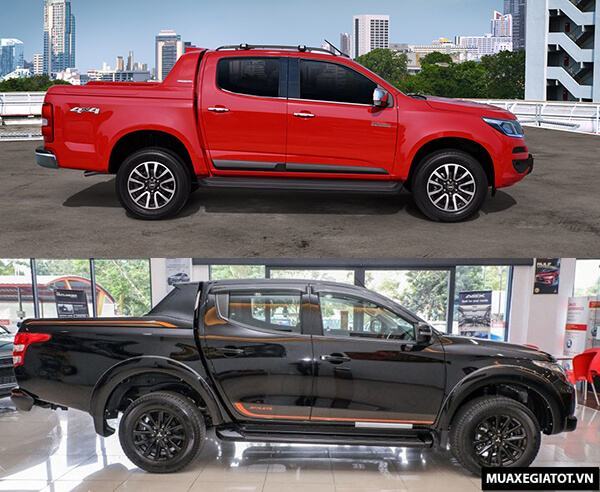 So sánh Chevrolet Colorado High Country và Mitsubishi Triton Athlete (Hông xe) 