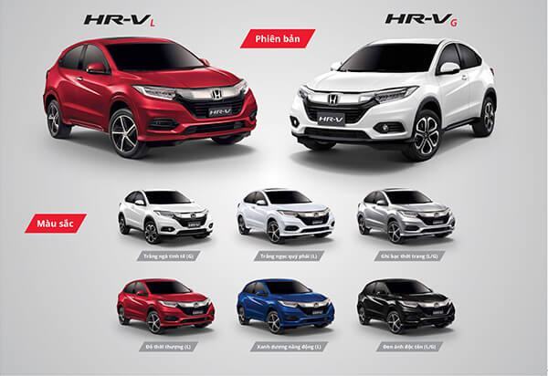 Bảng màu xe Honda HR V 2019 (Đỏ, Trắng ngọc trai, trắng ngà, bạc, đen, xanh dương)