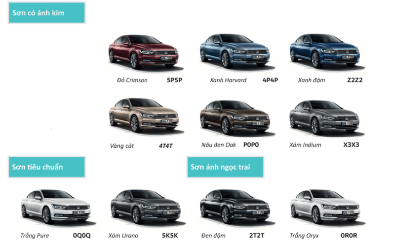 Volkswagen Passat có nhiều tùy chọn màu sắc. 